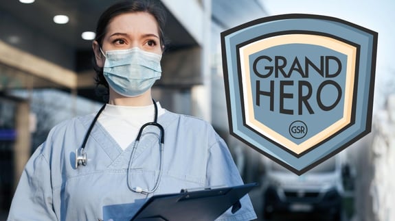 Grand Hero with image of medical professional in mask.