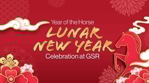 Year of the Horse, Lunar New Year celebration with image of red horse.
