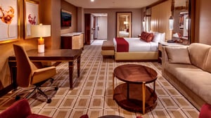 Grand Cyber Resort Sale promotion with hotel room image.