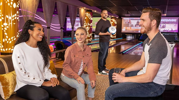 Groups of friend enjoying an event in Kingpin VIP Lanes & Lounge