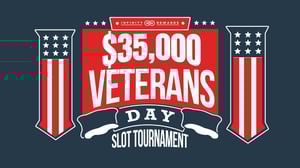 Promotional image with text for $35,000 Veterans Day Slot Tournament