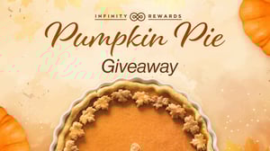 Image of a pumpkin pie with text promotion for Pumpkin Pie Giveaway on Nov. 26.